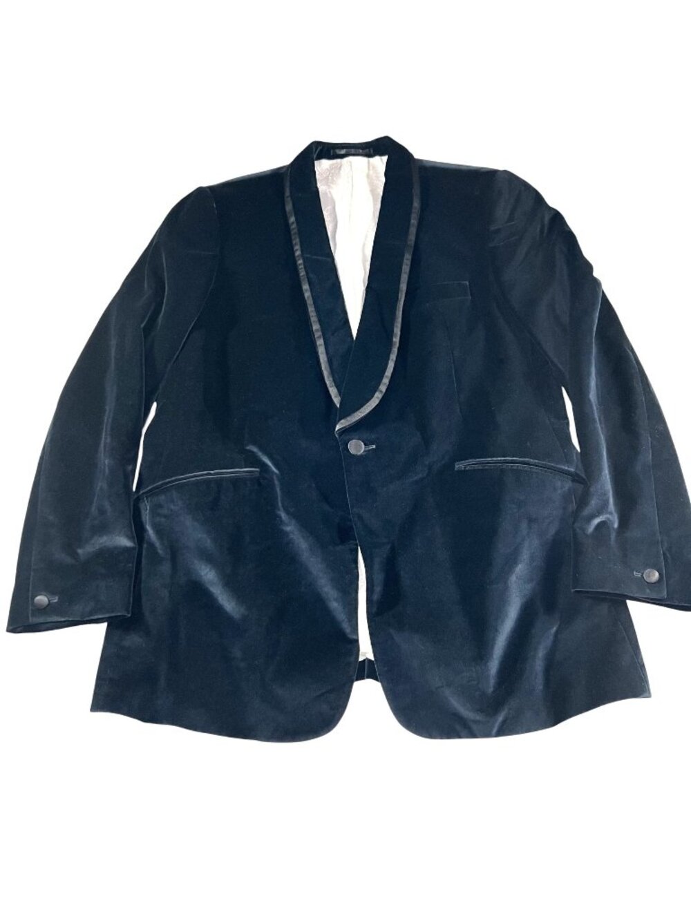 Duchamp London Mens Blue Cotton One Button Blazer Jacket Size 44R Tailored Fit